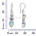 Natural Larimar And Multi Gemstone 925 Sterling Silver Earring Jewelry